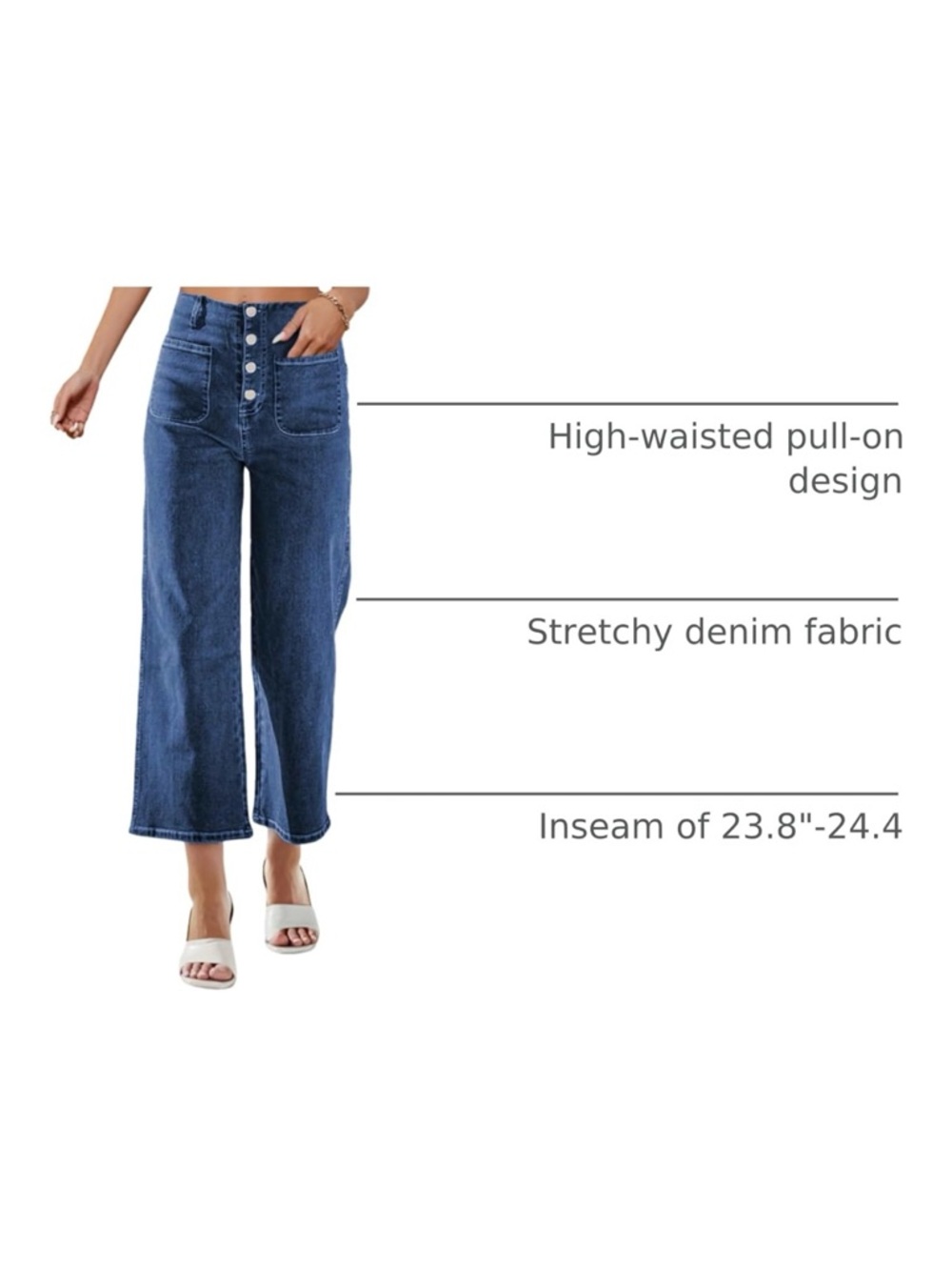 High Waist Wide Leg Ankle Cropped Jeans | Size 12 | EUC - Picture 5 of 9